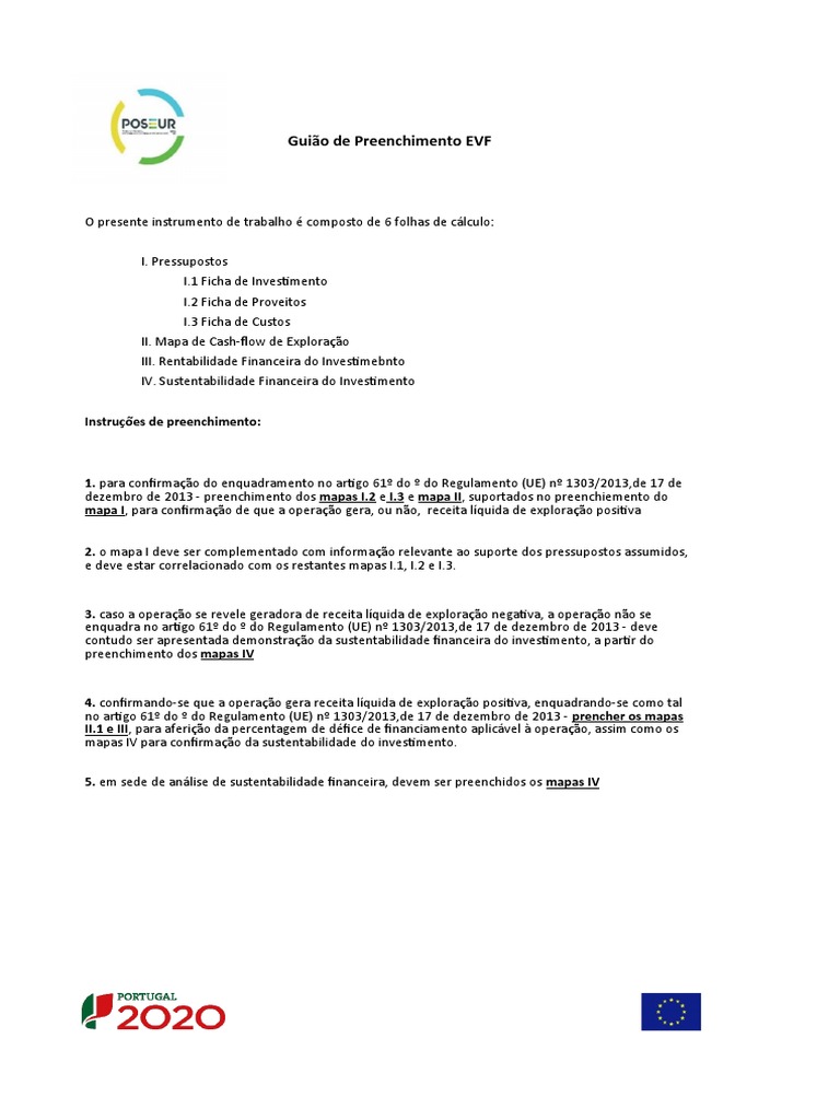 8 - Guião I B Modelo Preenchimento Evf | PDF | Investimentos | Fluxo de ...