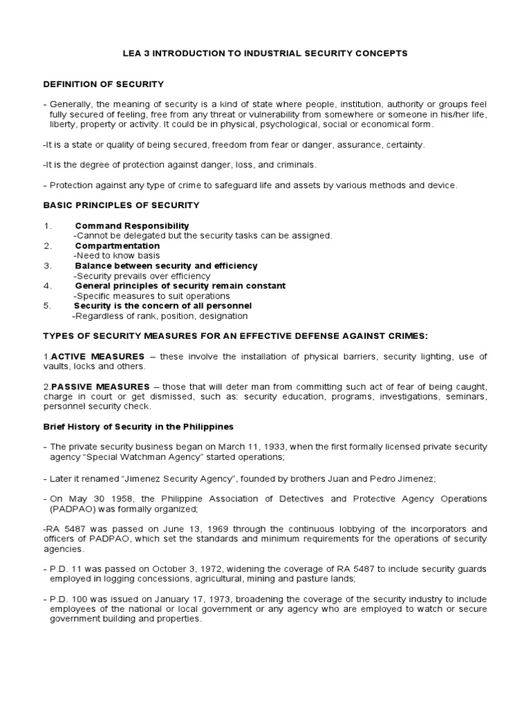 Lea 3 Intro To Industrial Security Concepts PDF