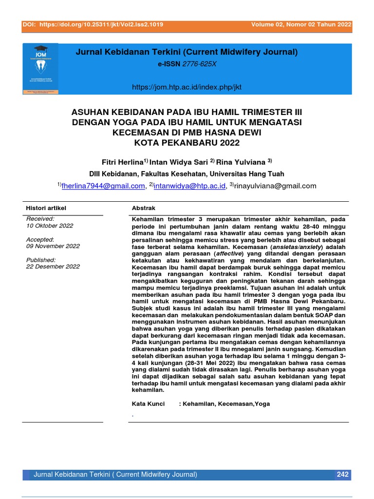 Jurnal Kebidanan Terkini (Current Midwifery Journal) : Fitri Herlina