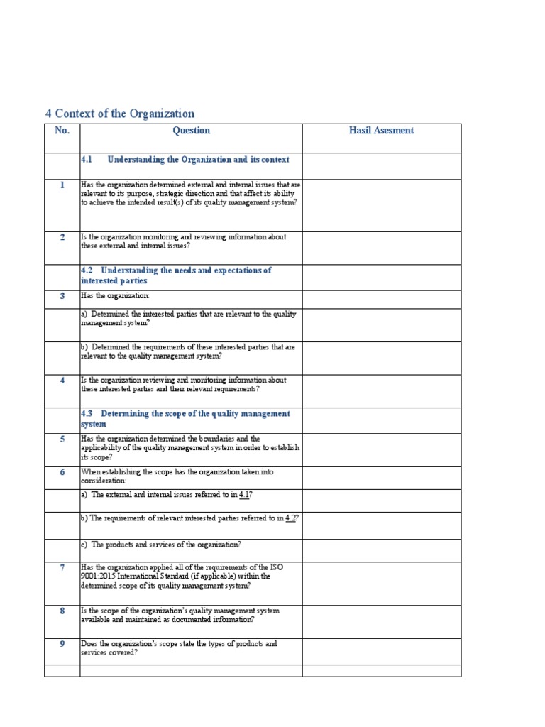 Gap Analysis ISO-9001 2015 | PDF | Quality Management | Audit