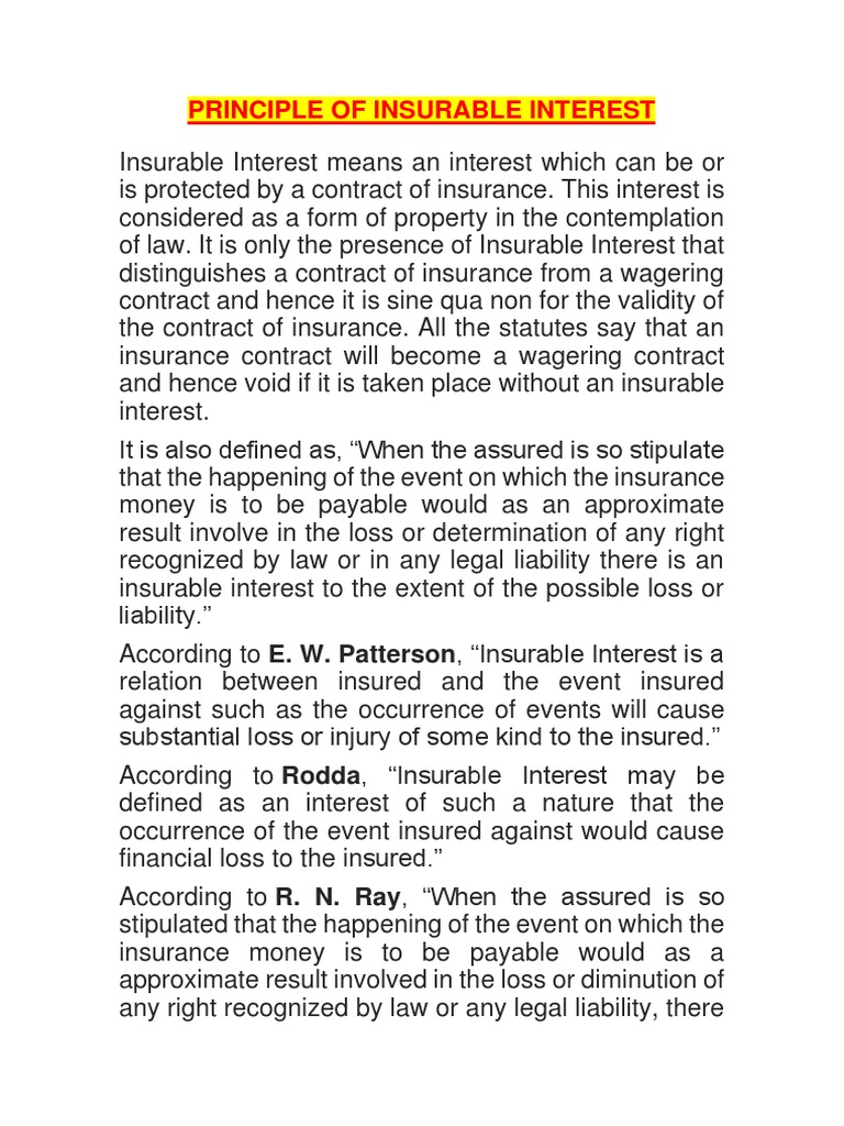 Insurable Interest | PDF | Insurance | Leasehold Estate
