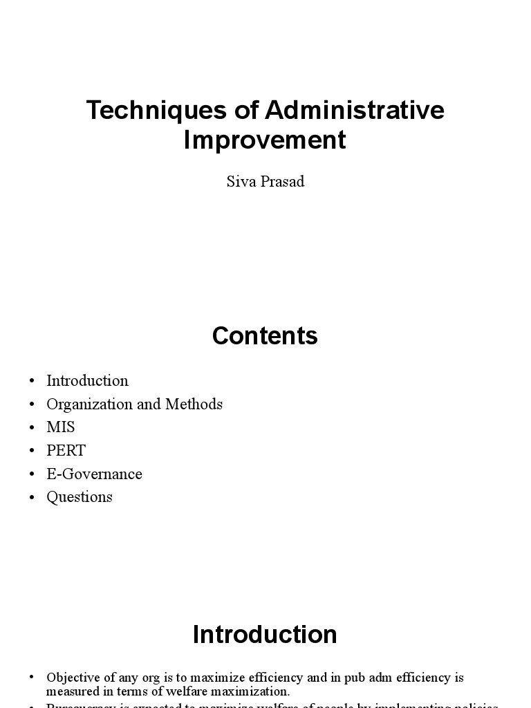 Administrative Improvement Techniques | PDF | Economies | Government