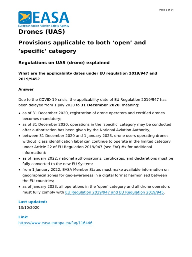 Understanding EU Drone Regulations A Guide to Applicability Dates, Operator Definitions and