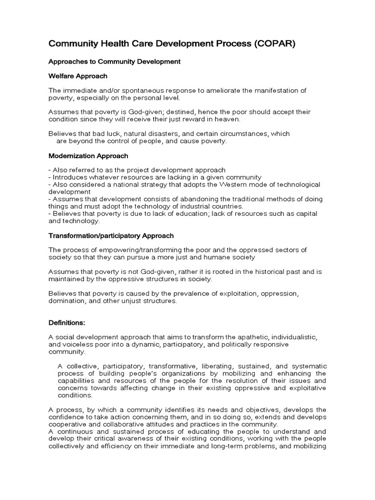 Community Health Care Development Strategies | PDF | Community | Evaluation