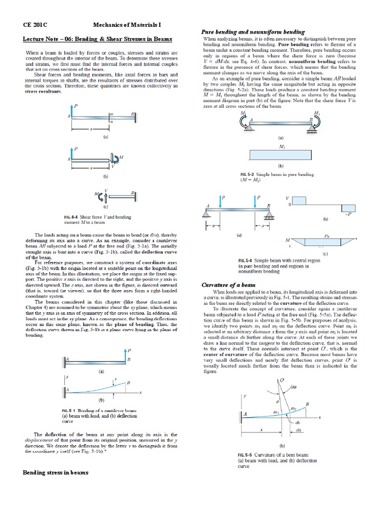LN - 7 - Bending and Shear Stresses in Beams | PDF
