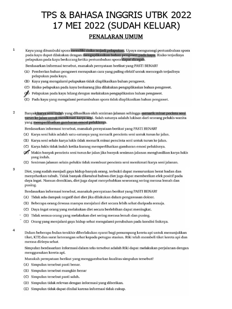 Soal Asli Utbk 2022 TPS PDF PDF