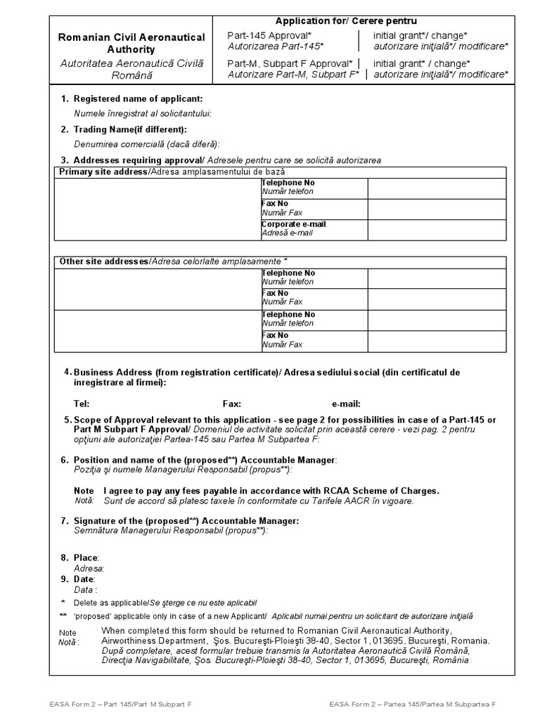 Form 2 EASA - Part 145 | PDF