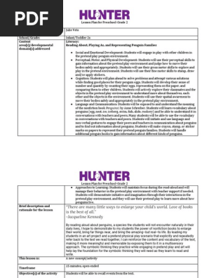 copy of literacy lesson plan  reading about playing as and representing penguin families - julie veto