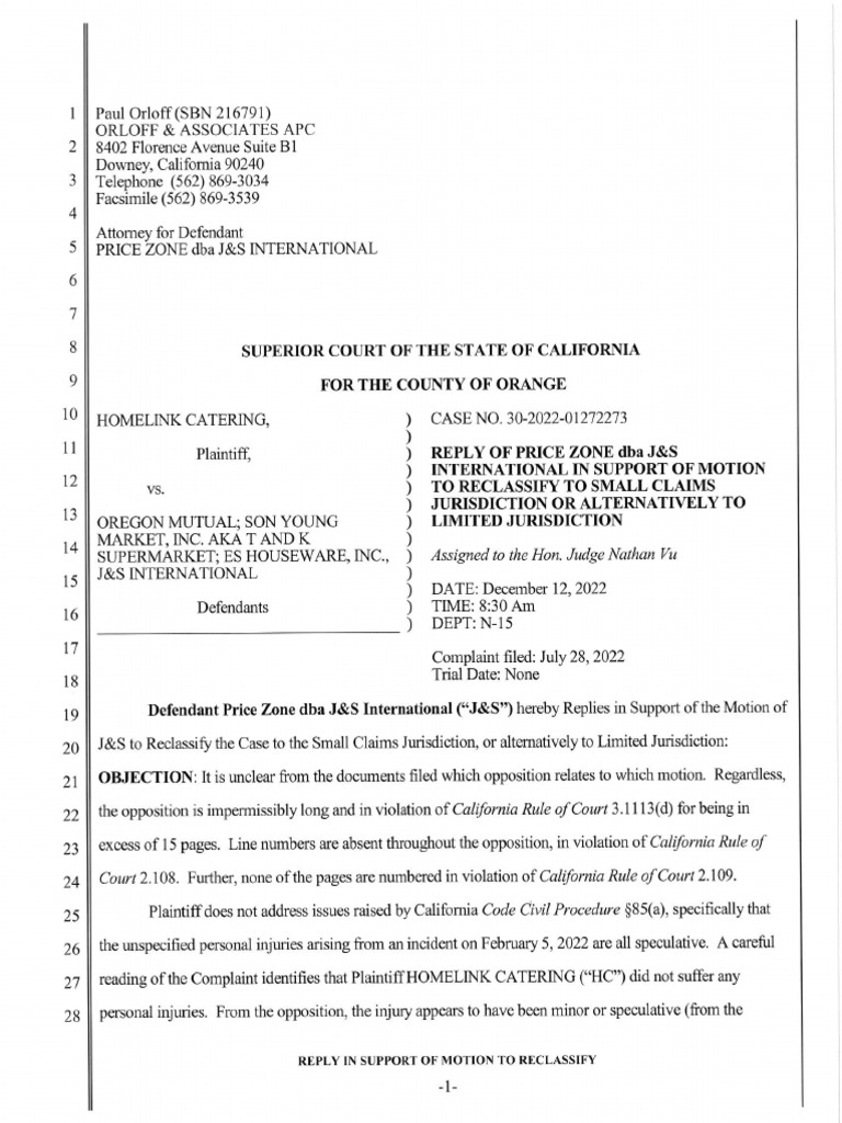 Motion To Reclassify Reply | PDF