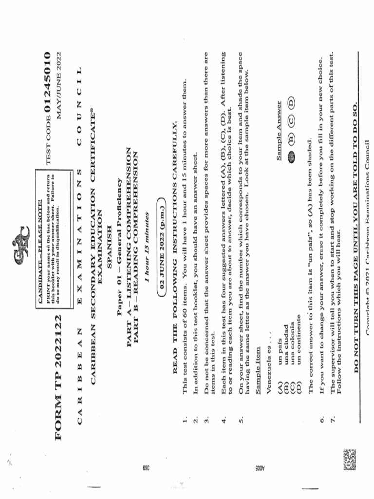 SPANISH PAPER 1 2022 (3) (Original) PDF