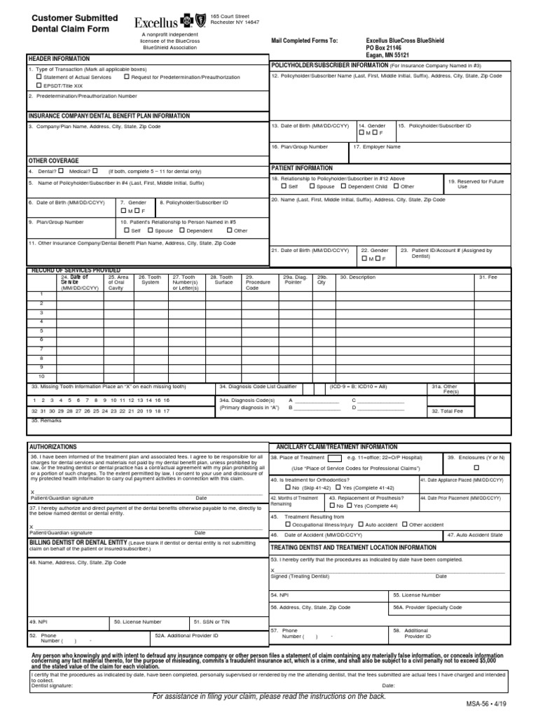 MDM Dental Claim Submission Form | PDF | Dentistry | Dental Degree