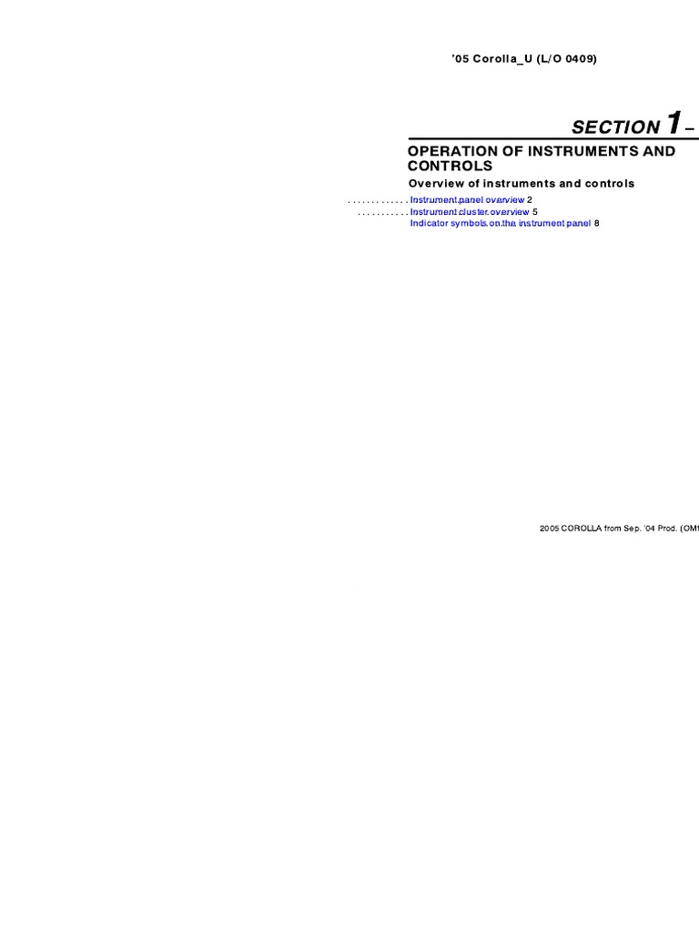 2005 Toyota Corolla Owner's Manual | PDF | Computers