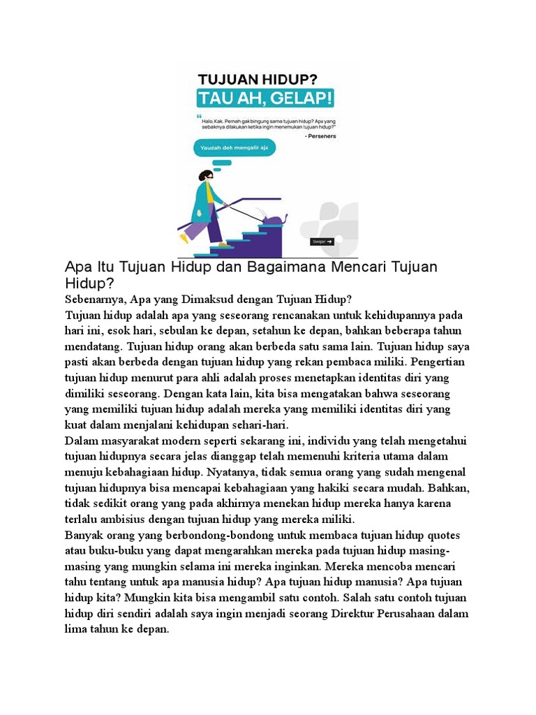 kehidupan manusia dengan tujuan jelas