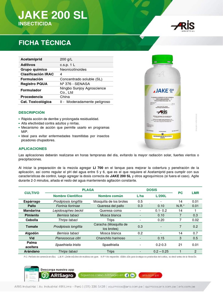 Insecticida JAKE 200 SL: Uso y Aplicación | PDF