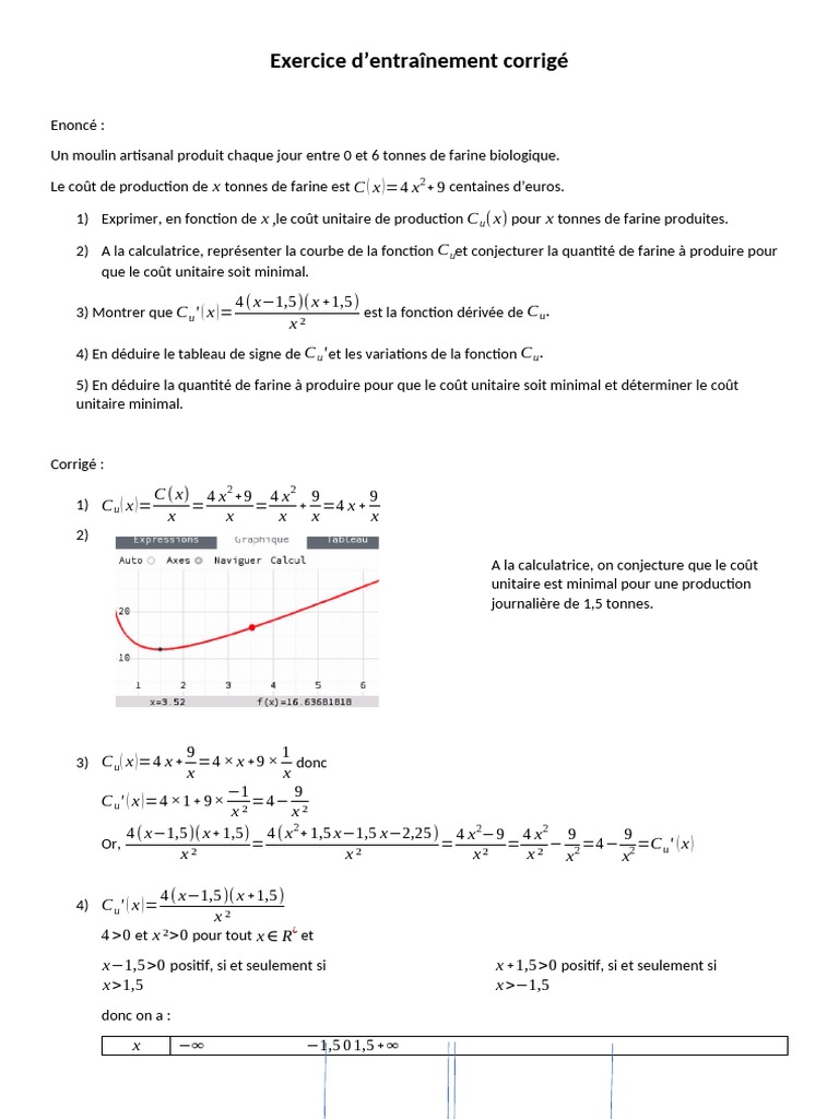 Exercice Entraînement Corrigé | PDF