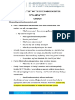 Final Speaking Test Grade 8 The Second Semester