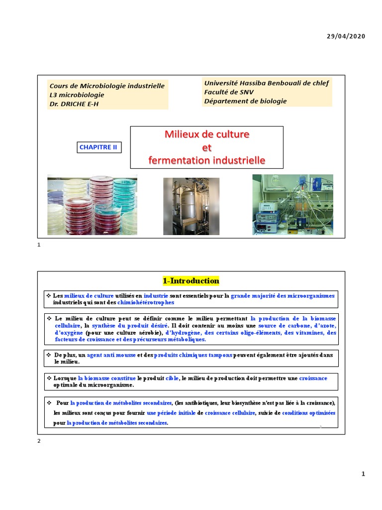 Milieux de Culture en Fermentation Indus. | PDF | Technologie et ingénierie