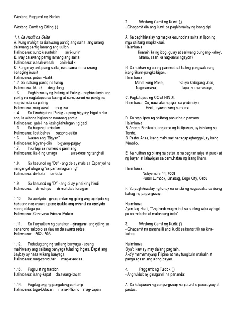 Wastong Paggamit NG Bantas | PDF