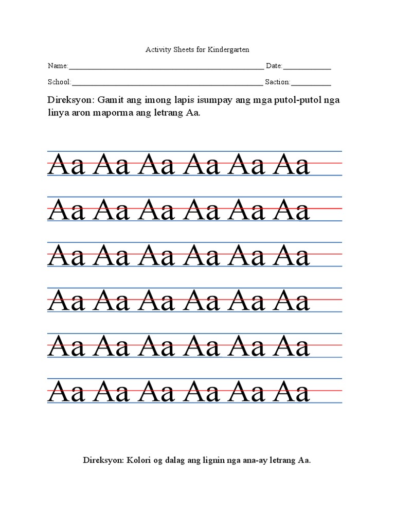 Letrang Aa Activity | PDF