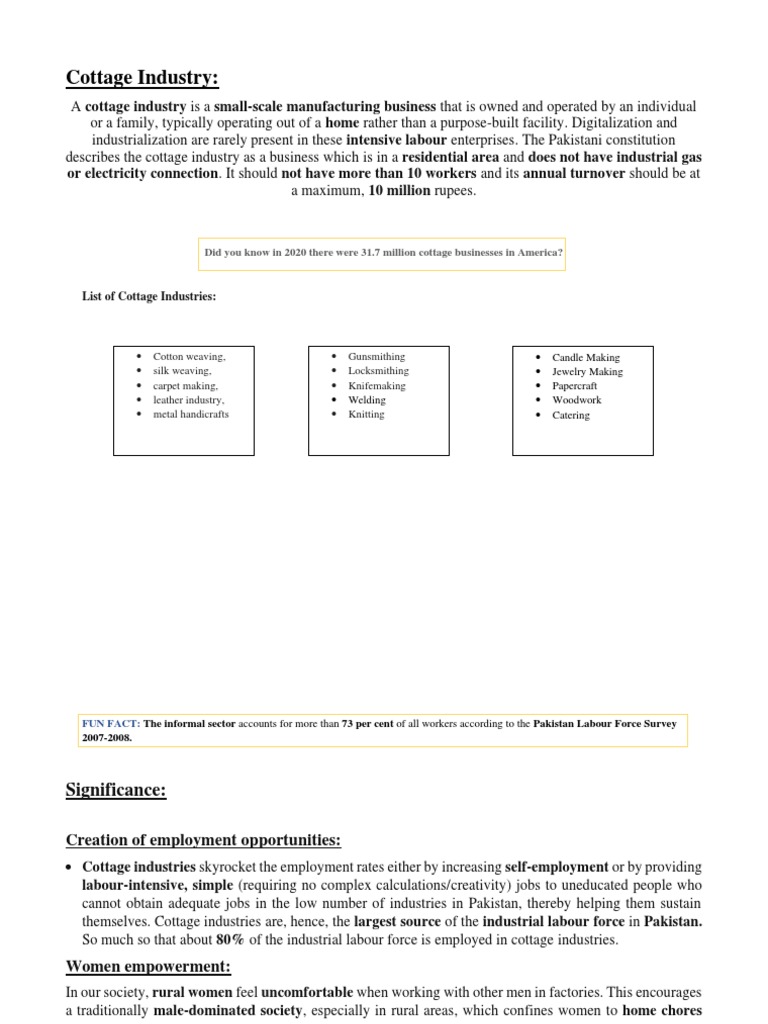 Cottage Industry Definition and Significance Final PDF Gross