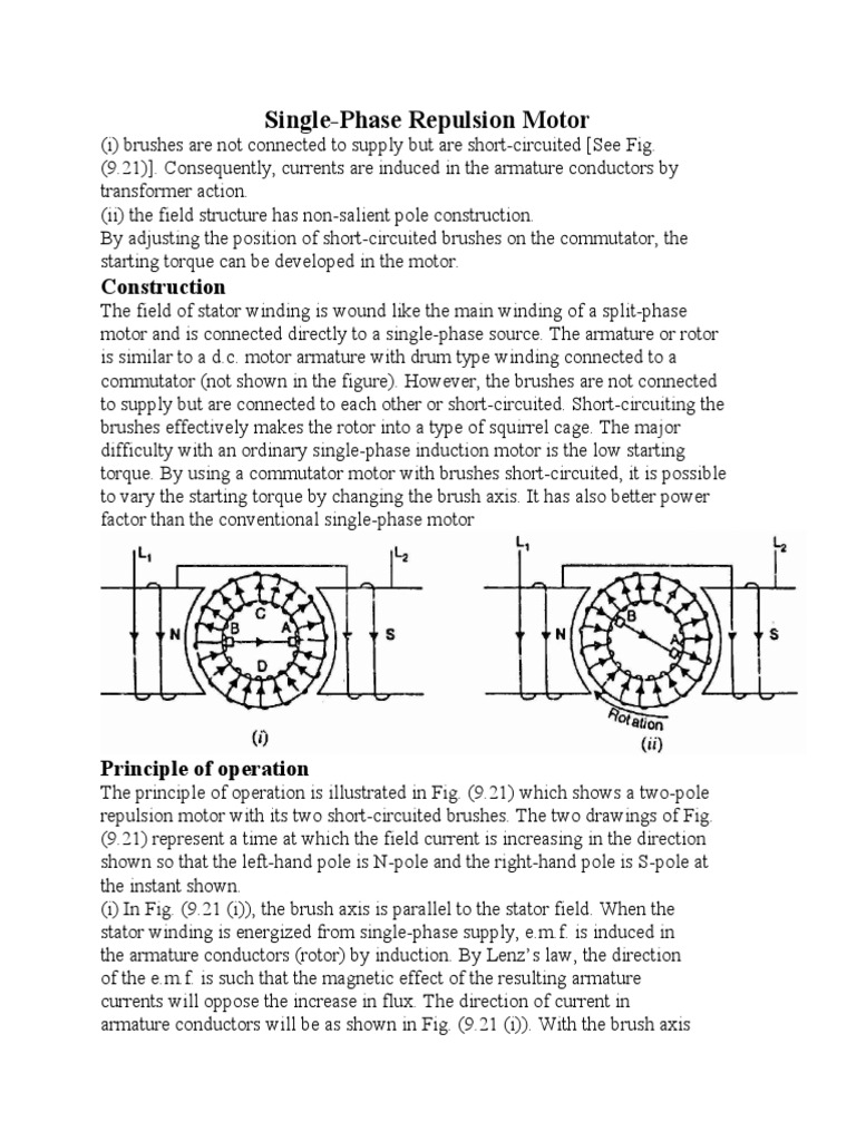 Single-Phase Repulsion Motor: Construction | PDF