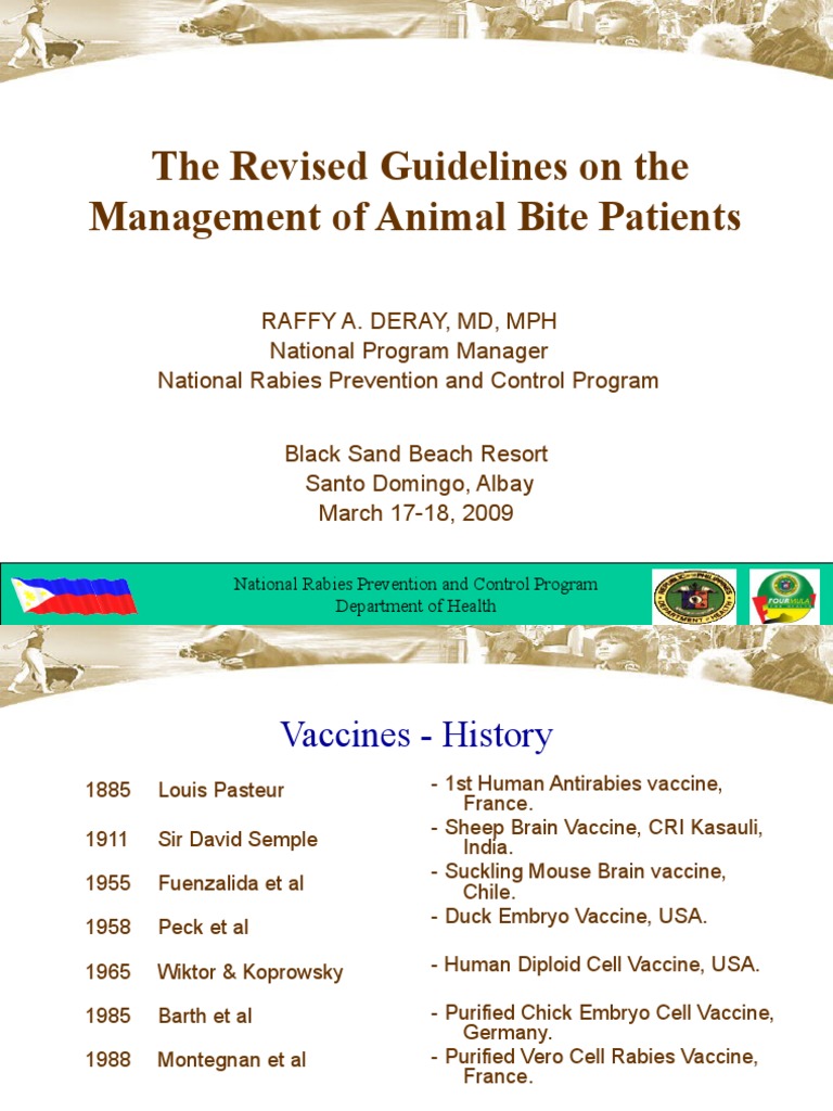 Guidelines On MGT of Animal Bites | Download Free PDF | Rabies | Vaccines