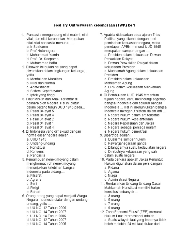 Try Out TWK 3 PDF