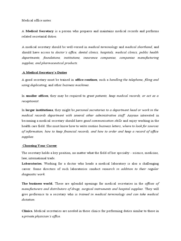 Medical Office Procedures PDF Medical Record Medicine