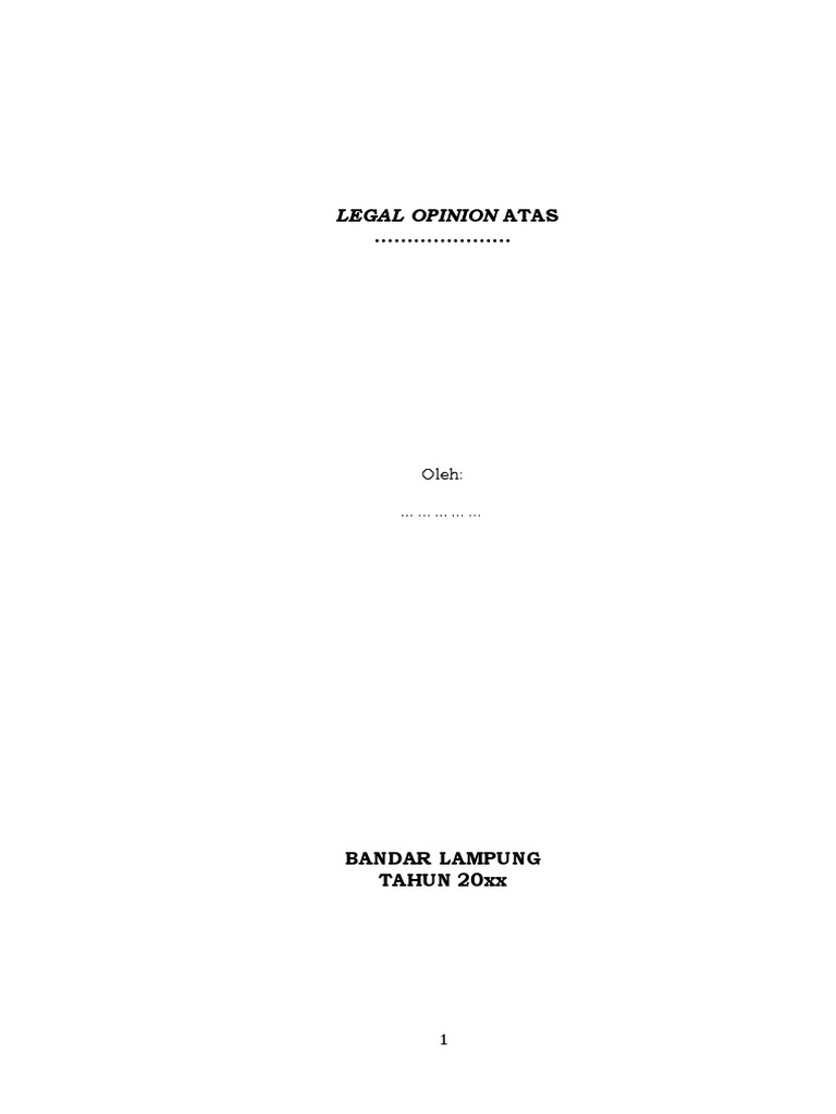 Contoh Format Legal Opinion PDF