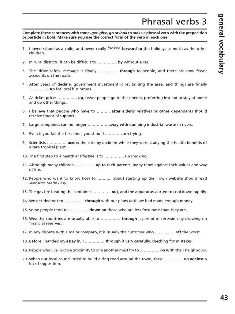 Phrasal Verbs 3 Pdf Linguistics