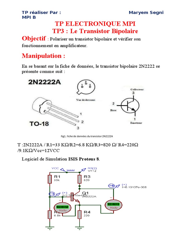 TP3-Le Transistor Bipolaire | PDF