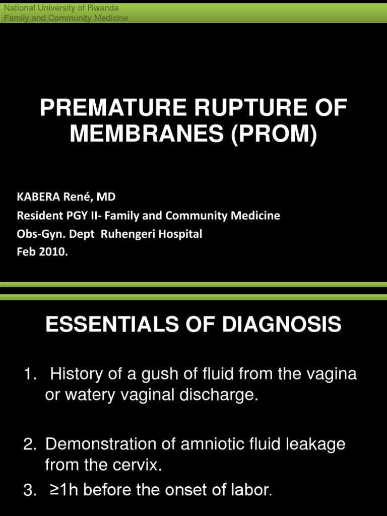 Premature Rupture Of Membranes Prom Pdf Preterm Birth Human