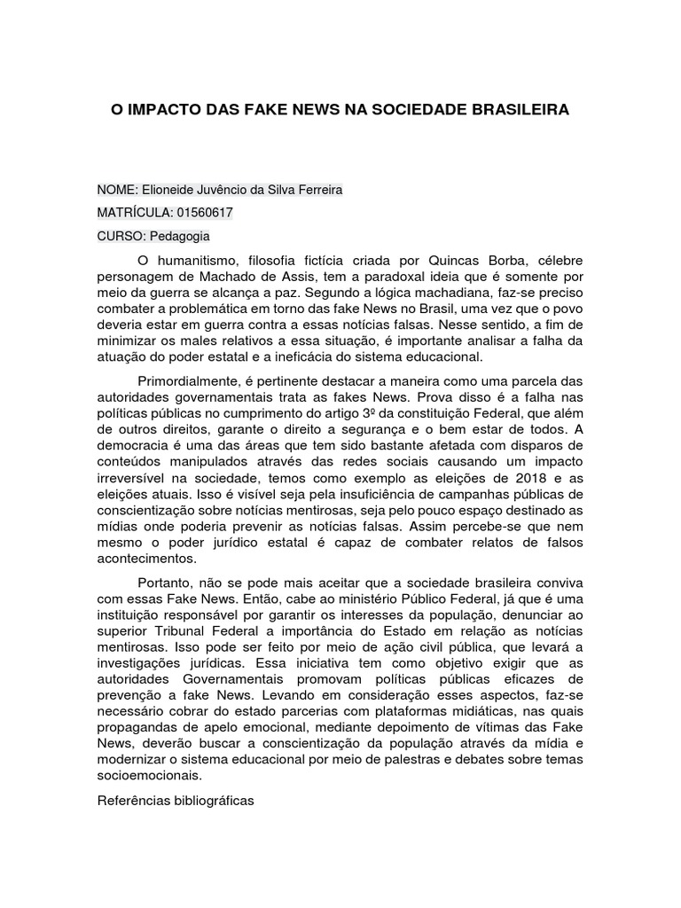 Impacto das Fake News no Brasil | PDF | Estado | Brasil