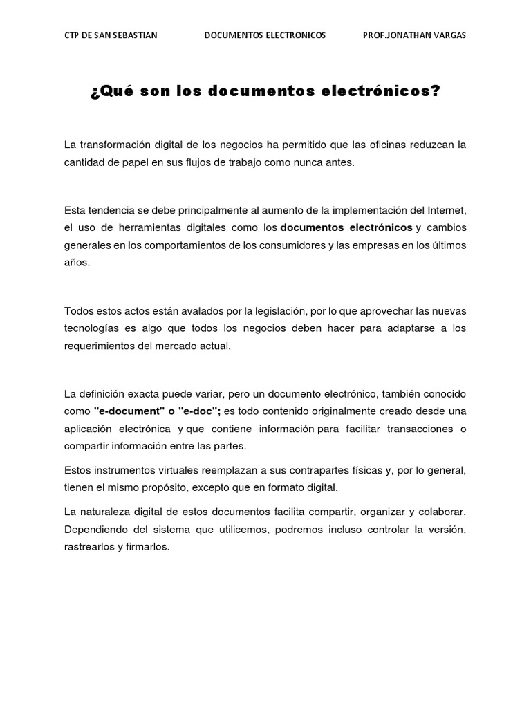 Documentos Electrónicos: Definición y Tipos | PDF | Internet | Electrónica