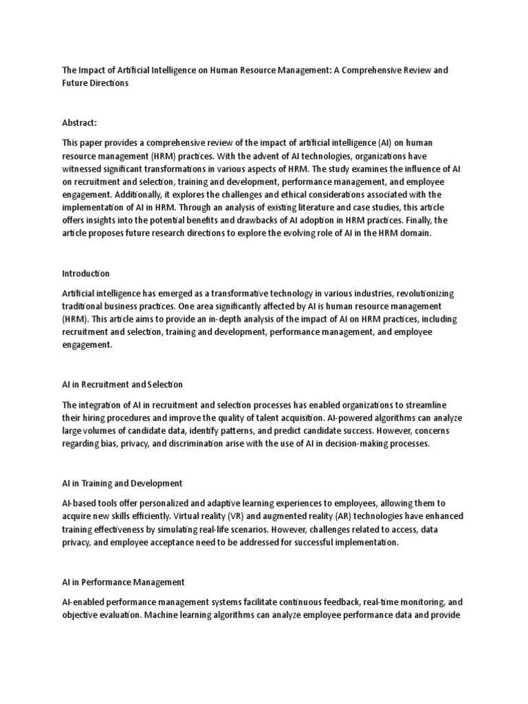 AI's Impact on Human Resource Management | PDF | Artificial ...