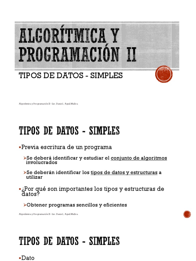 Tipos de Datos Simples en Programación | PDF | Programación de ...