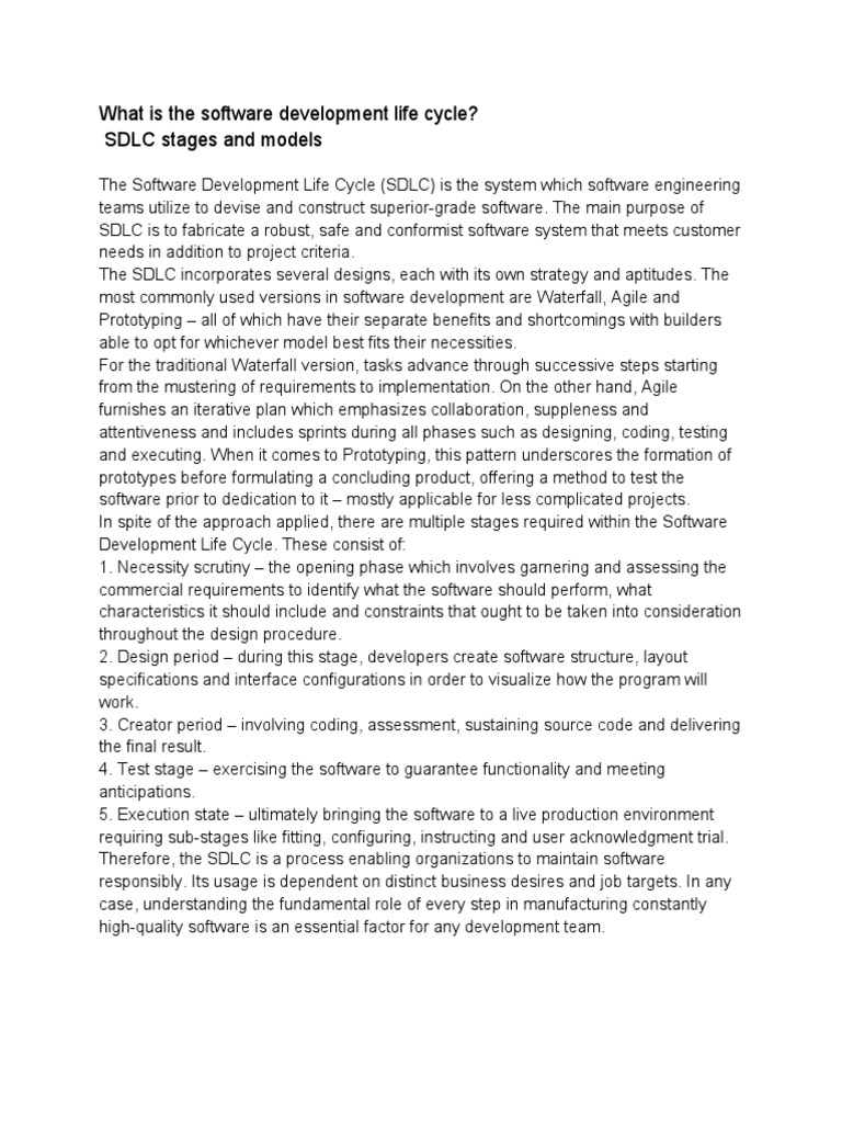 Software Development Life Cycle | PDF