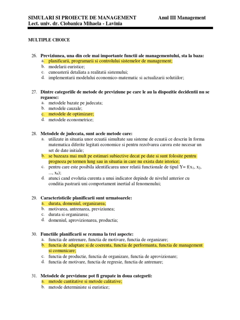 Teste Grila Capitolul II (Curs 2 Si 3) | PDF