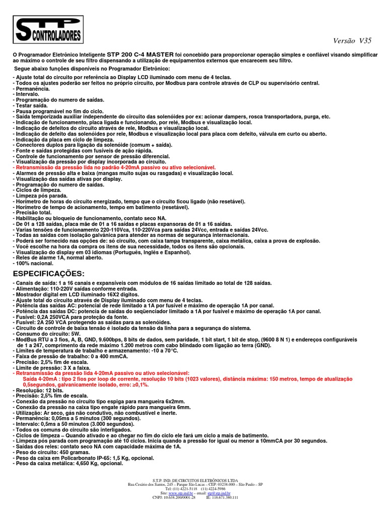 Manual do Programador STP 200 C-4 MASTER | PDF | Rede elétrica ...