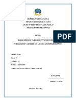 Resgate Dos Valores Cívicos e Morais - Trabalho de Filosofia Do Grupo #01 - Por Aristides.