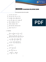 Guia de Ejercicios Ecuaciones de Primer Grado