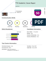 PTE Academic Score Report for Nikhil