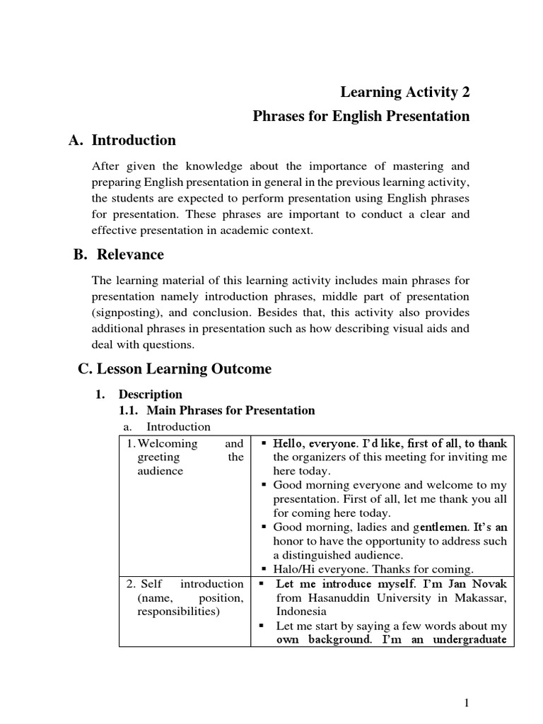 Meeting 12 Phrases For Presentation | PDF | English Language | Chart