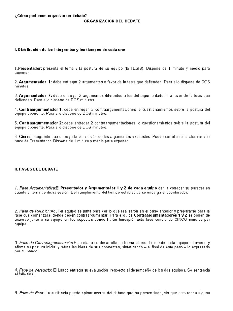 Cómo Podemos Organizar Un Debate | PDF
