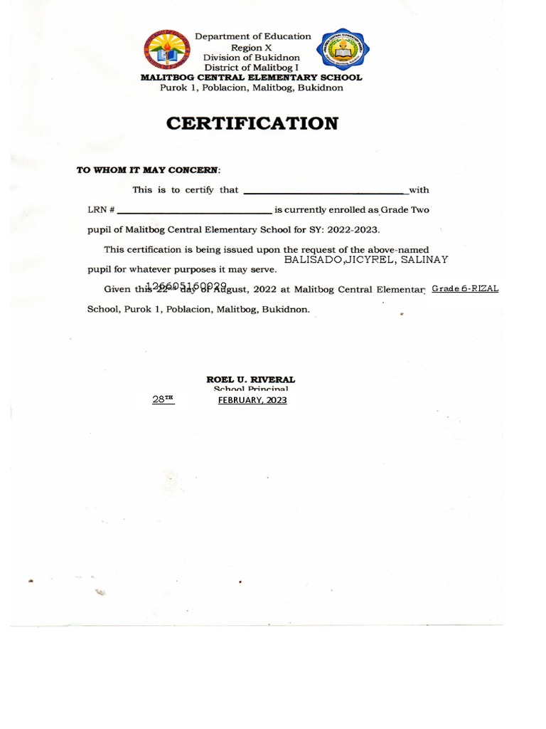 Grade 6 Rizal Student Report 2023 | PDF