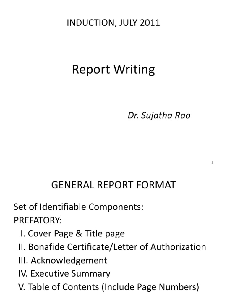 S Report Writing Induction 2011 | PDF