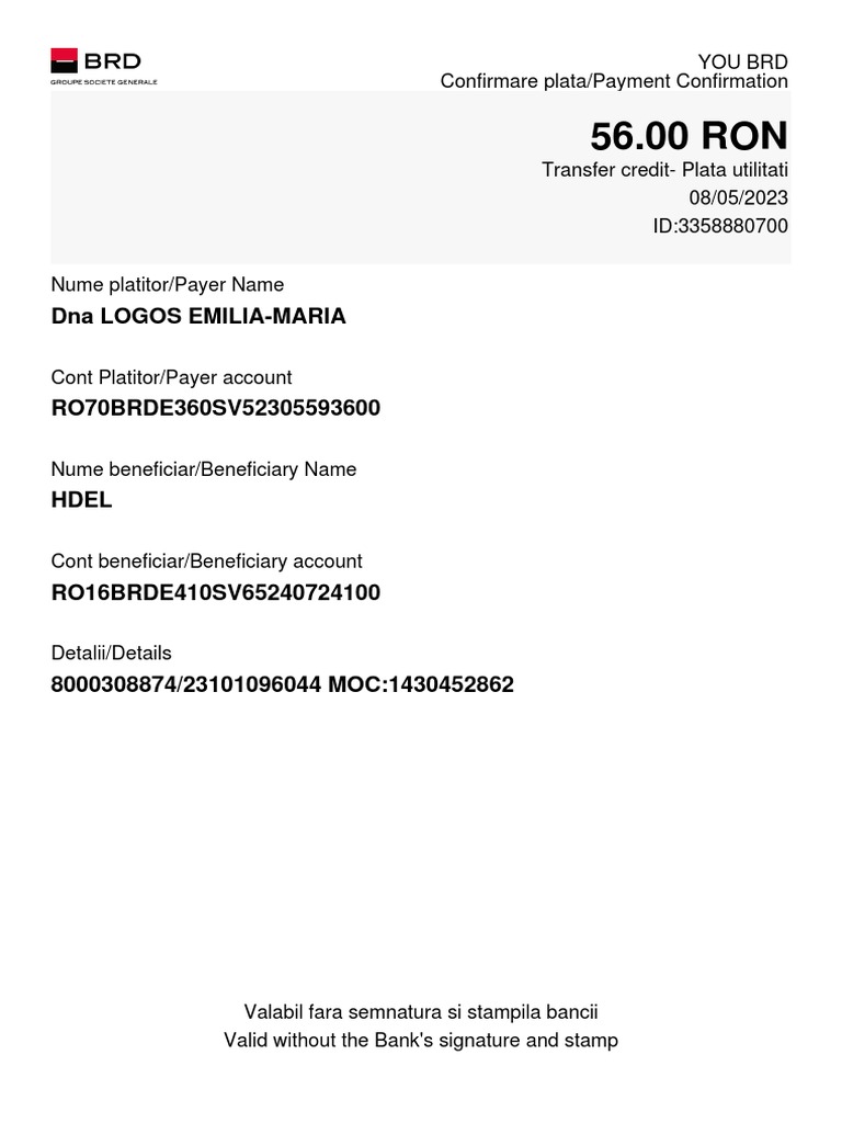 Confirmare Tranzactie | PDF