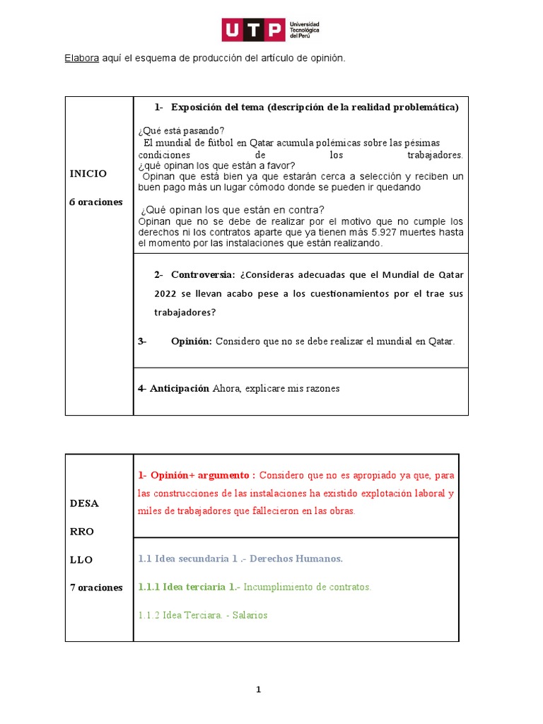 Ejemplo de Esquema - Artìculo de Opiniòn | PDF | Derechos humanos ...