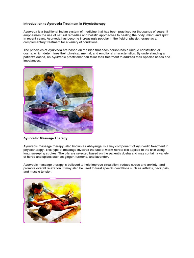 Ayurveda Treatment in Physiotherapy PDF Ayurveda Massage