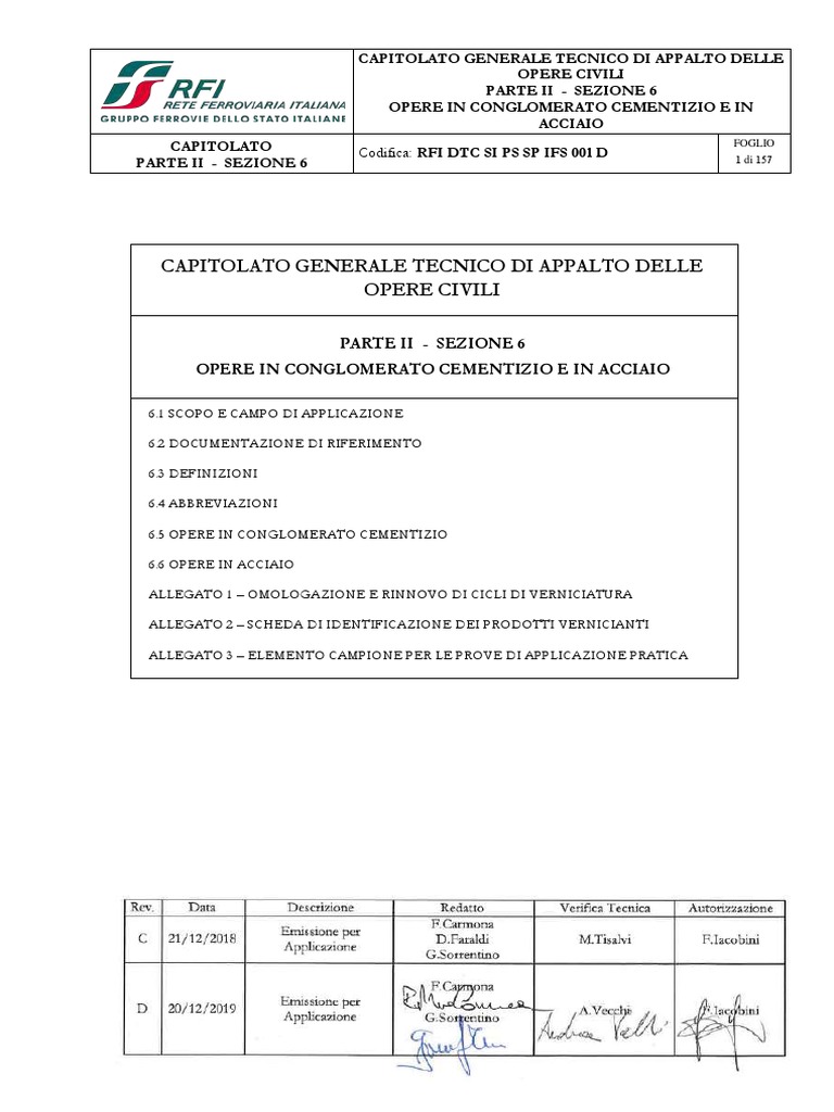 Capitolato RFI Parte II Sezione 6 | PDF